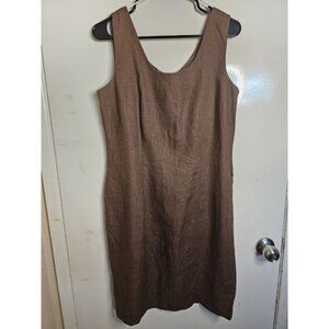 For Pete's Sake 100%‎ Linen Brown Sleeveless Dress Size 10 Vintage